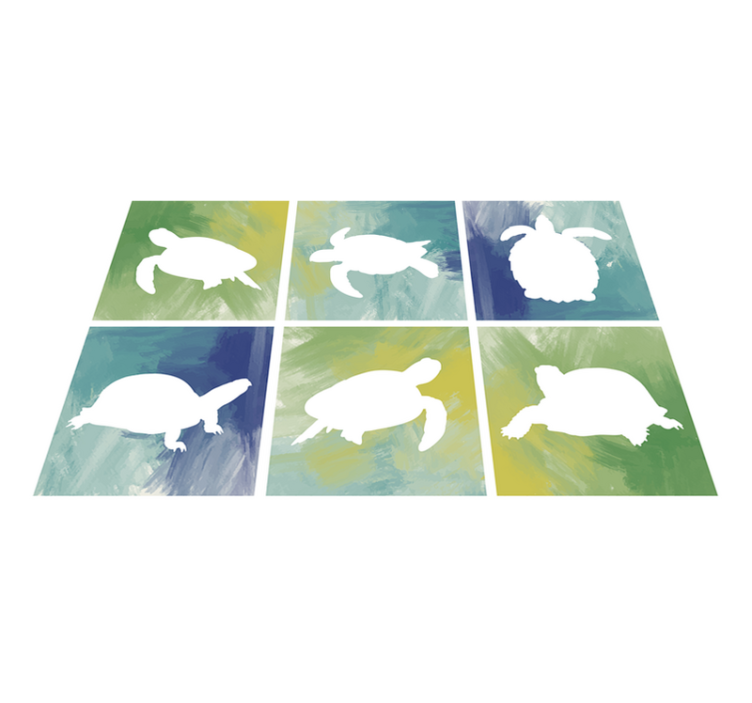 Schildpad silhouet mozaïek dieren vinyl tapijt - TenStickers