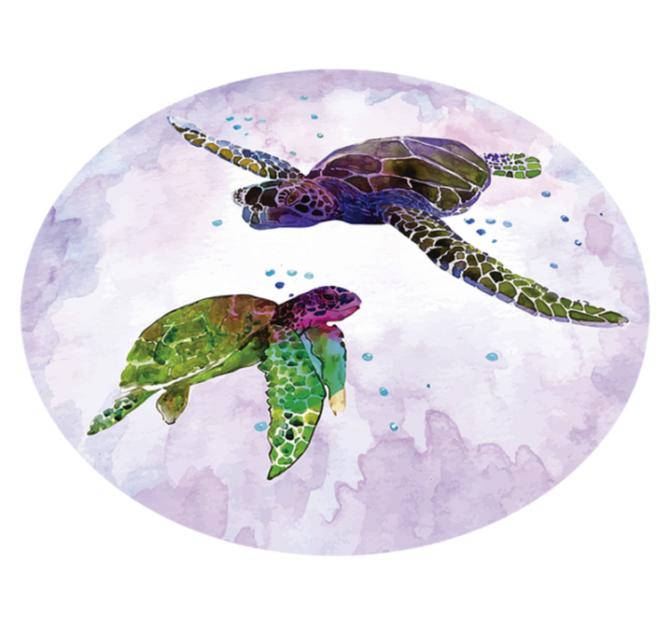 Duo zeeschildpadden dieren vinyl tapijt - TenStickers