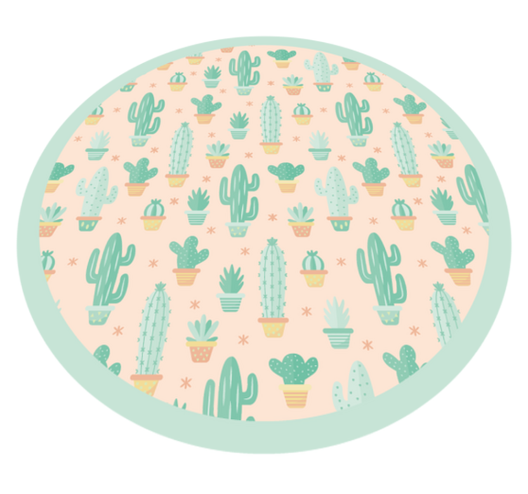 Cactussen cirkelpatroon vinyl tapijt kind - TenStickers