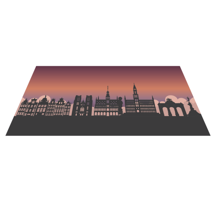 Silhouet skyline vinyl tapijt wereldkaart - TenStickers