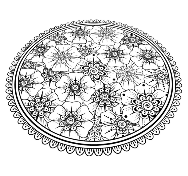 Vinyl tapijt mandala bloemenpatroon - TenStickers