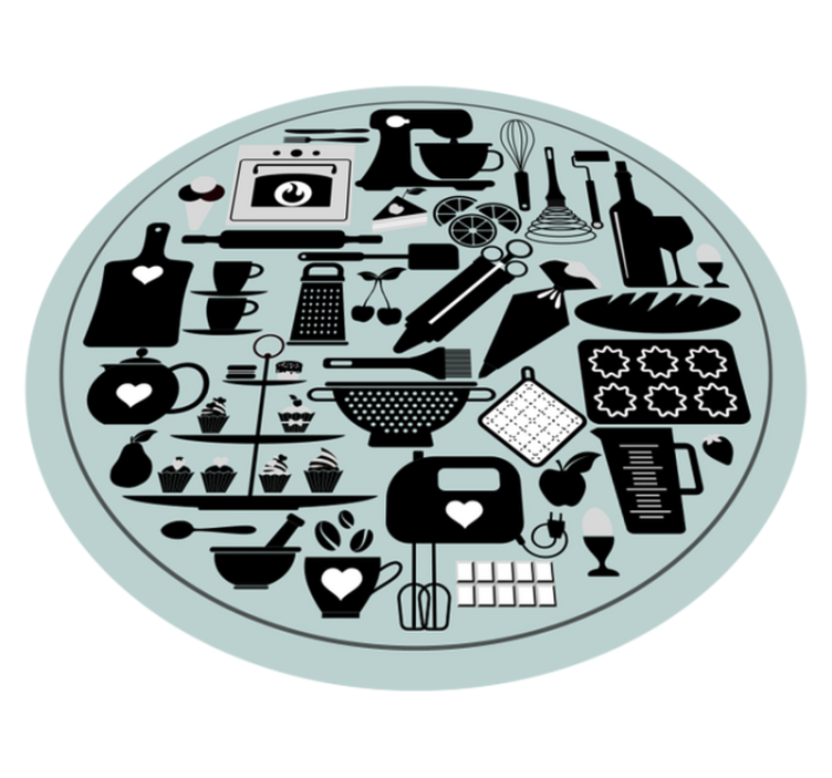 Culinaire silhouetten vinyl tapijt keuken - TenStickers