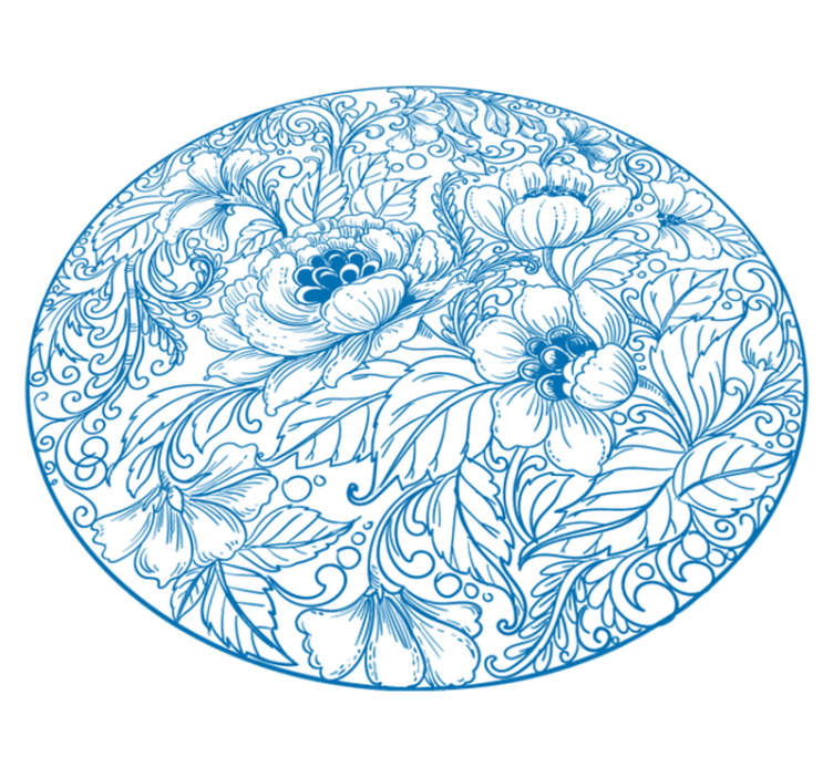 Bloemmotief rond vinyl tapijt bloemen en planten - TenStickers