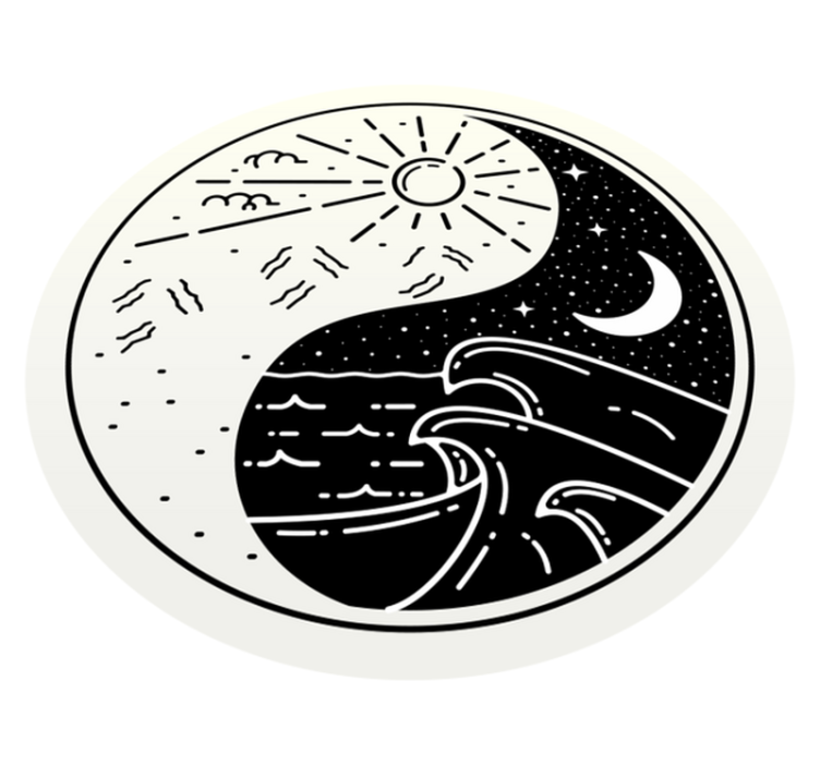 Yin yang oceaan vinyl tapijt Scandinavisch - TenStickers