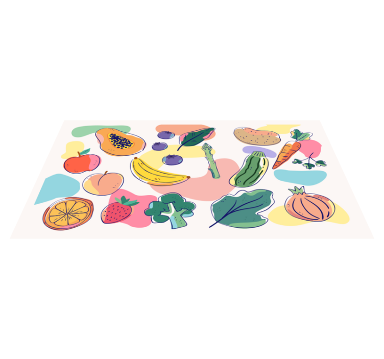 Kleurrijke fruitillustratie vinyl tapijt keuken - TenStickers
