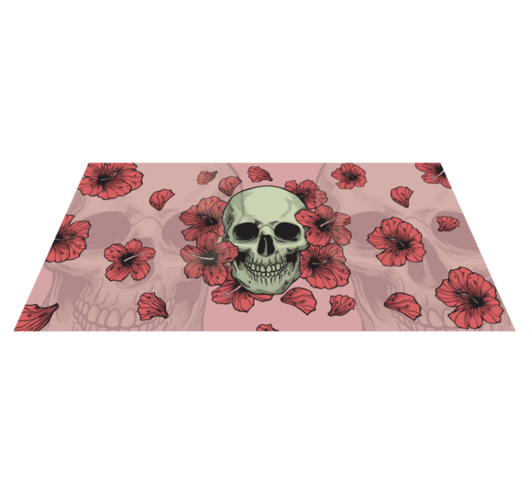 Schedel bloemenoverlay vinyl tapijt Halloween - TenStickers