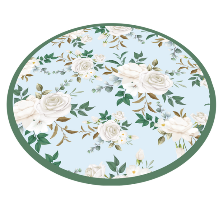 Vinyl tapijt bloemen en planten ronde compositie - TenStickers