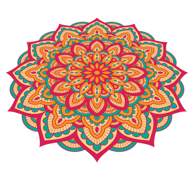 Levendig kleurenontwerp vinyl tapijt mandala - TenStickers