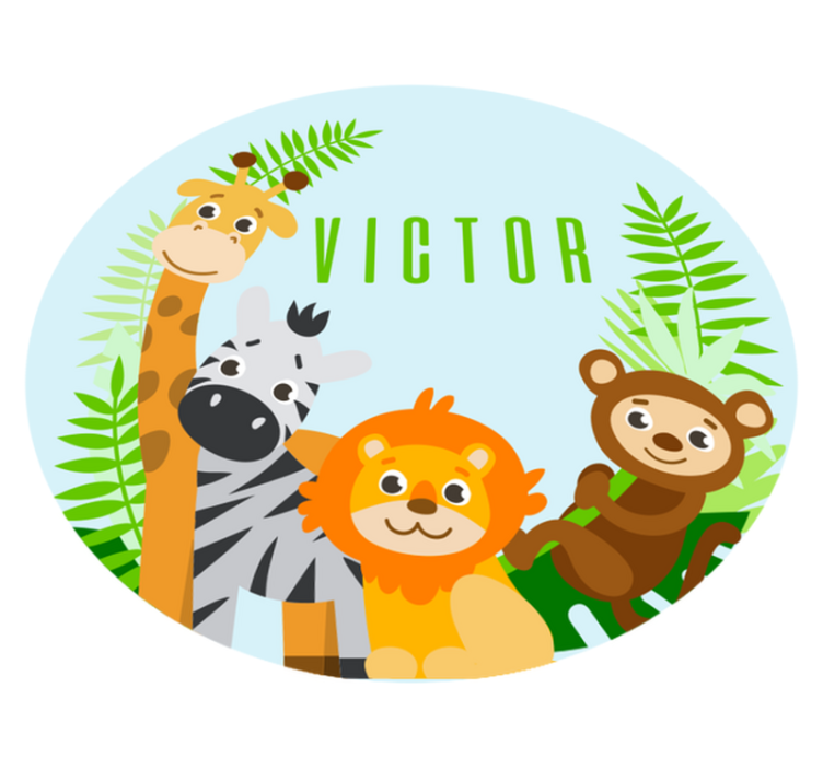 Aanpasbare safari vinyl tapijt met naam - TenStickers