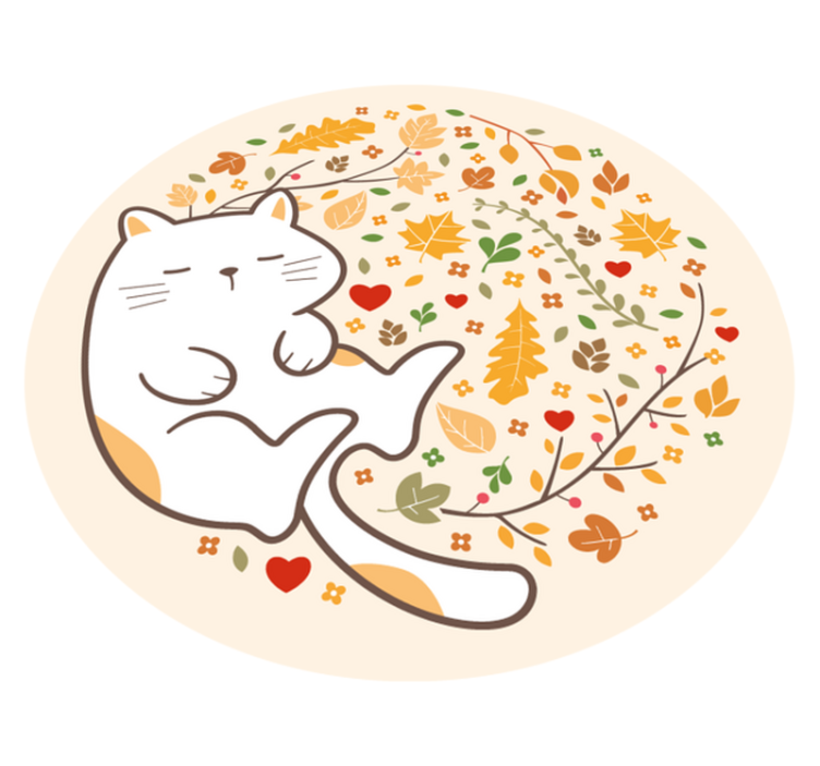 Herfst kat illustratie vinyl tapijt meer kinderen - TenStickers