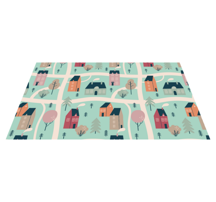 Kinderen spelen dorp vinyl tapijt kind - TenStickers