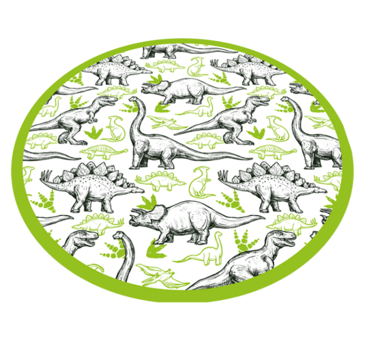 Cirkel met dinosaurusthema vinyl tapijt meer kinderen - TenStickers