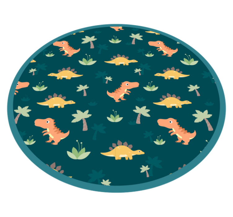 Dinosaurus rondel vinyl tapijt kind - TenStickers