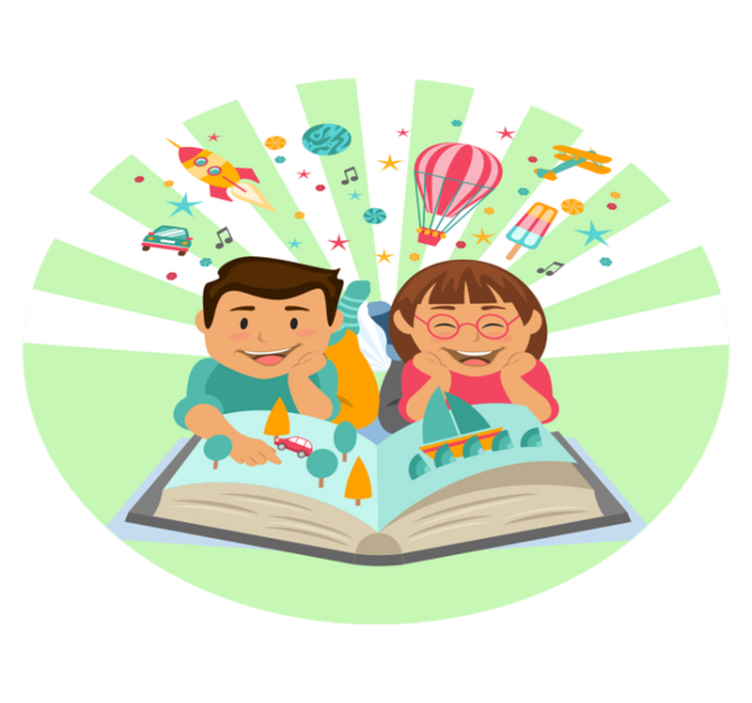 Fantasierijke lectuur vinyl tapijt kind - TenStickers