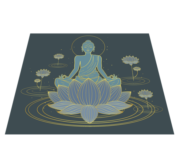 Meditatieve boeddha vinyl tapijt mandala - TenStickers