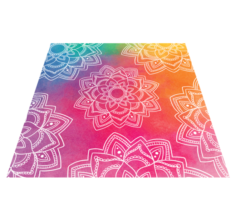 Kleurrijk rood patroon vinyl tapijt mandala - TenStickers
