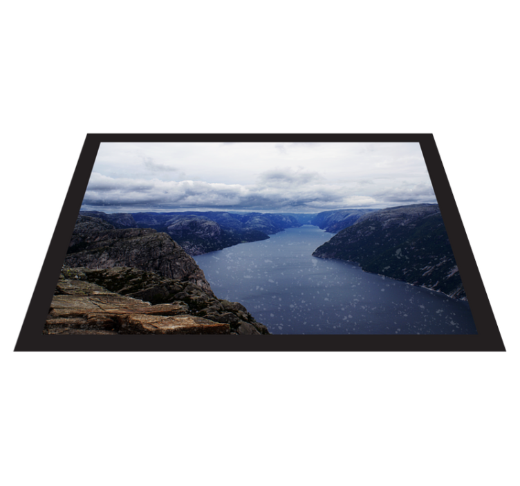 Luchtfoto fjord vinyl tapijt natuur - TenStickers