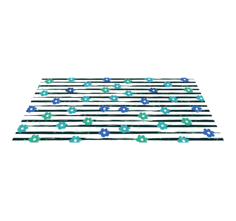 Bloemig gestreept ontwerp vinyl tapijt keuken - TenStickers