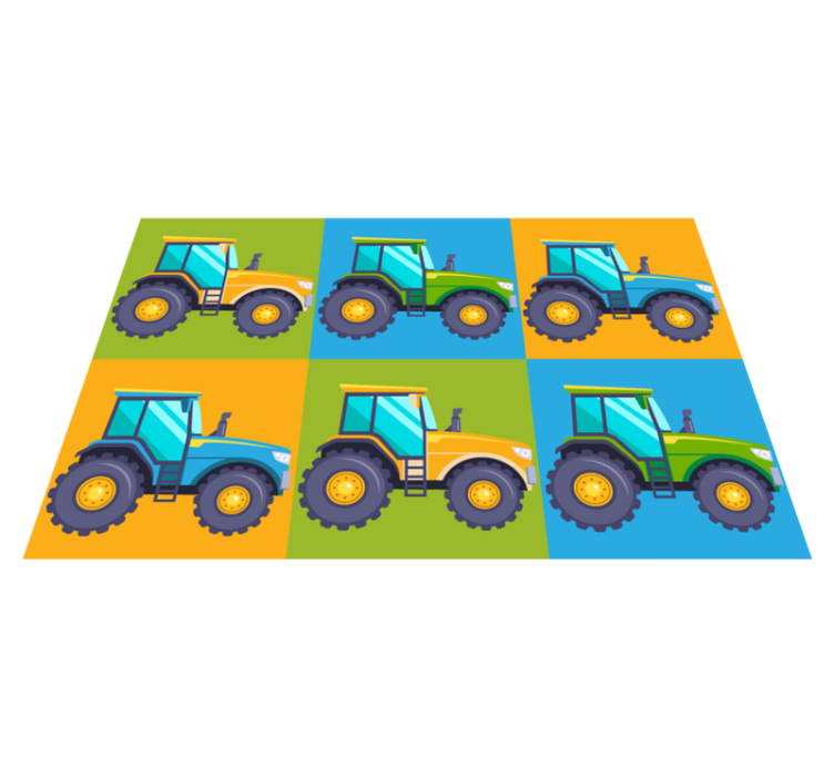 Kleurrijke tractorvierkanten vinyl tapijt meer kinderen - TenStickers