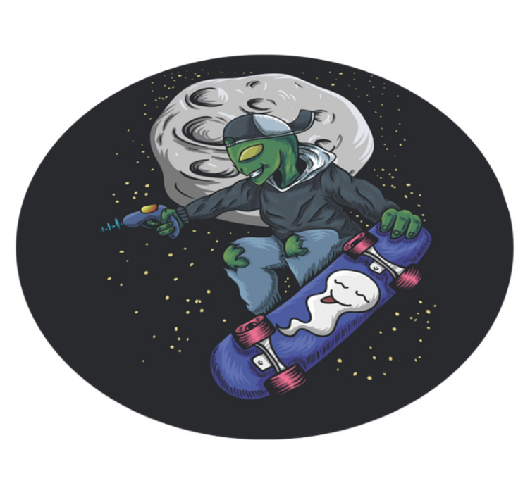 Skateboardende alien vinyl tapijt meer kinderen - TenStickers