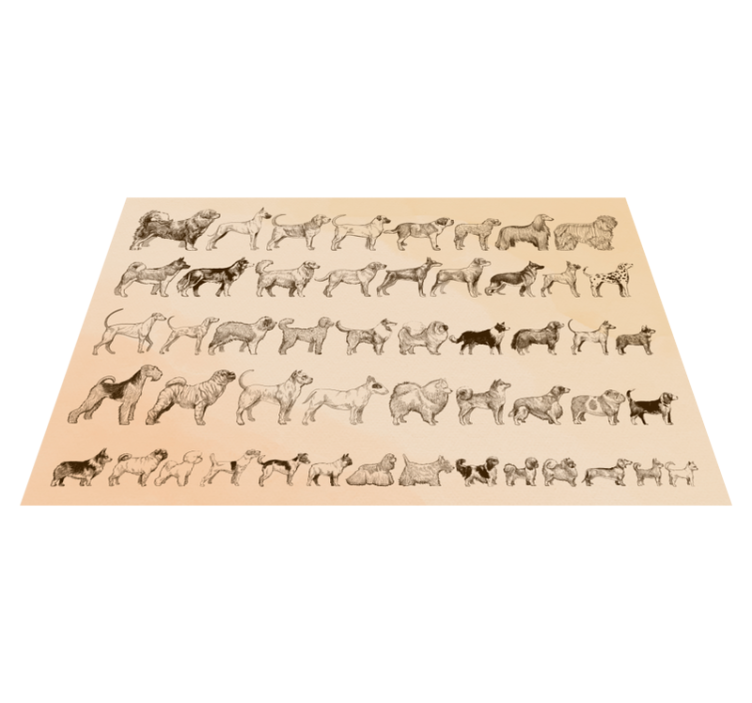Beige hondenillustraties dieren vinyl tapijt - TenStickers