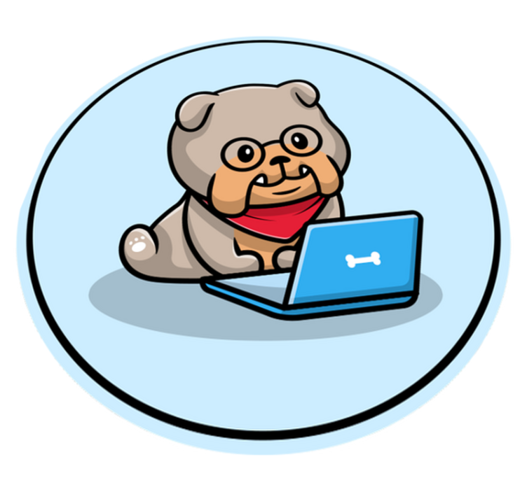 Puppy met computer dieren vinyl tapijt - TenStickers