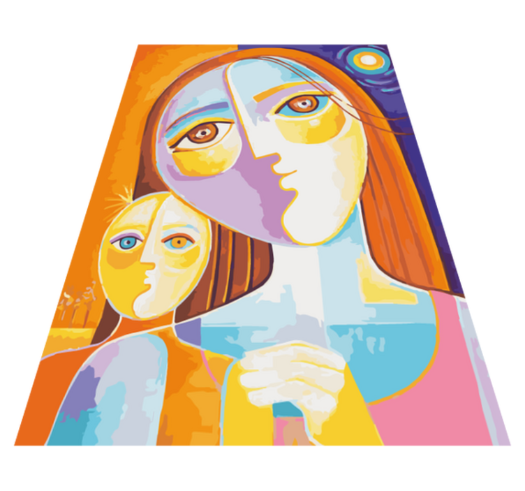 Kleurrijke abstracte gezichten vinyl tapijt mozaïek - TenStickers