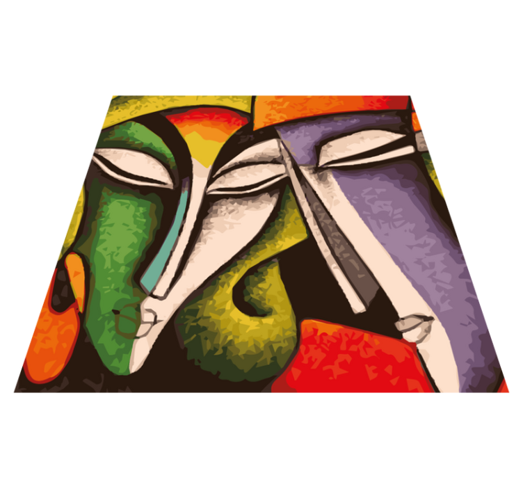 Levendige abstracte portretten vinyl tapijt slaapkamer - TenStickers