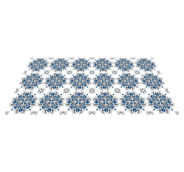 Vinyl tapijt mozaïek elegant blauwe bloemen - TenStickers