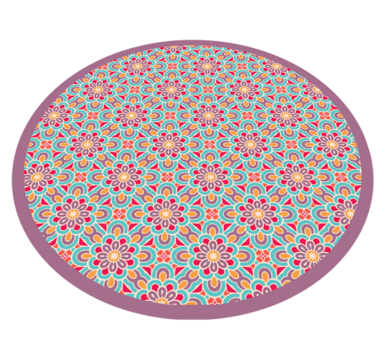 Vinyl tapijt mandala levendig bloemenpatroon - TenStickers