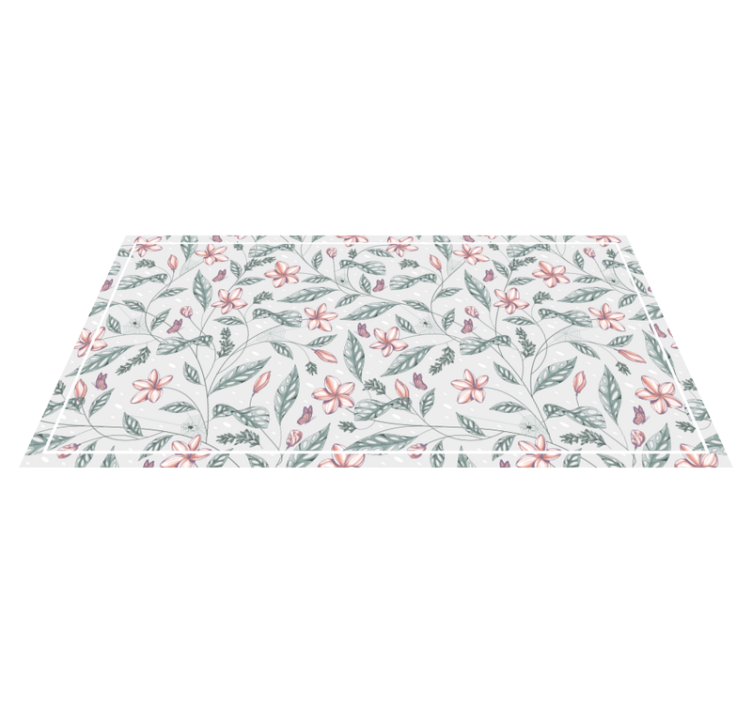 Vinyl tapijt bloemen en planten groene bloemenpatroon - TenStickers