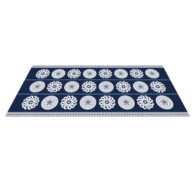 Marineblauwe patronen vinyl tapijt mandala - TenStickers