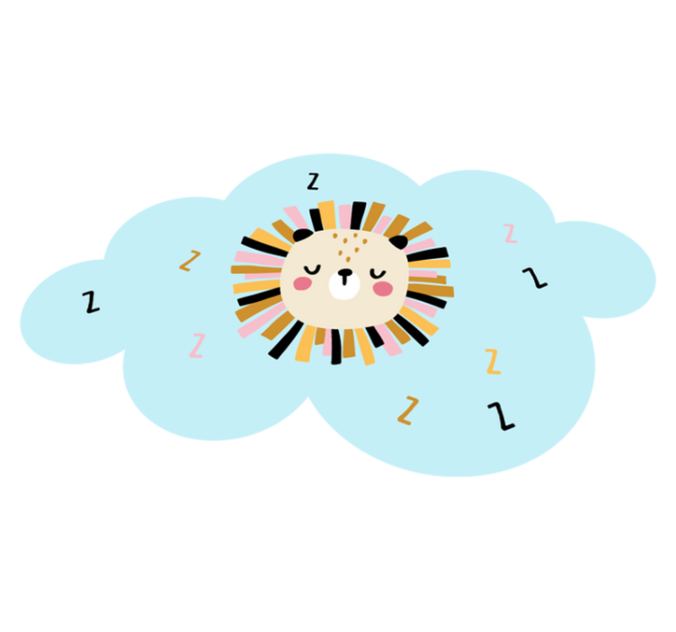 Slaperige leeuwenwolk vinyl tapijt kind - TenStickers