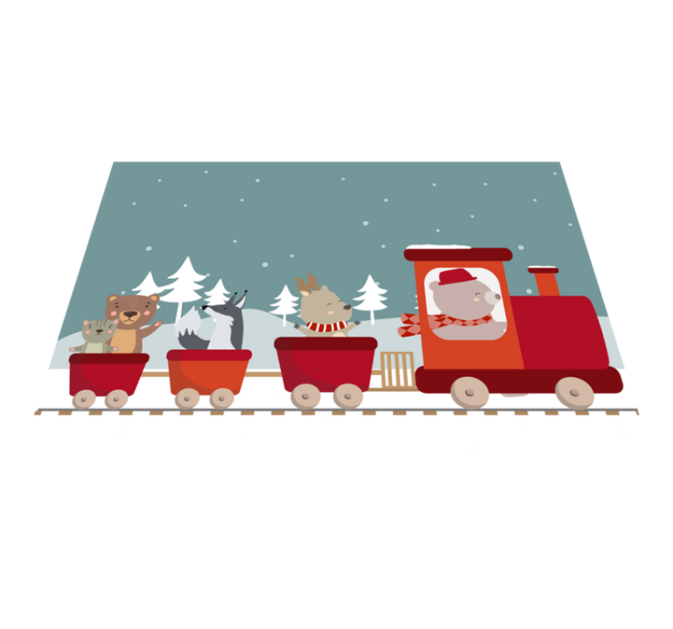 Dierentreinavontuur vinyl tapijt meer kinderen - TenStickers