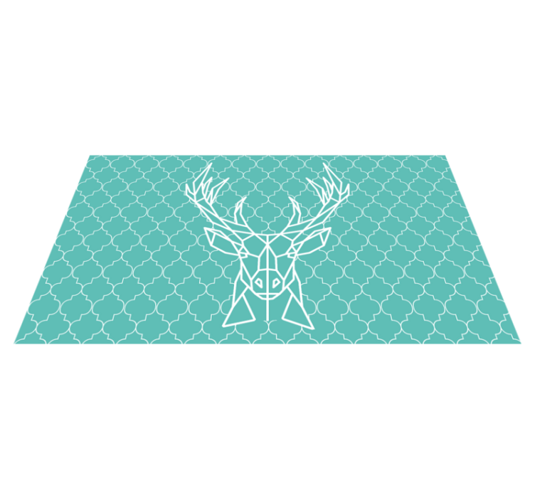 Turquoise origami hert dieren vinyl tapijt - TenStickers