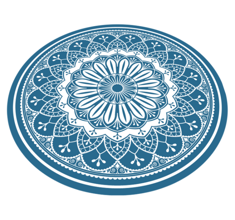 Vinyl tapijt mandala elegante blauwe mandala - TenStickers
