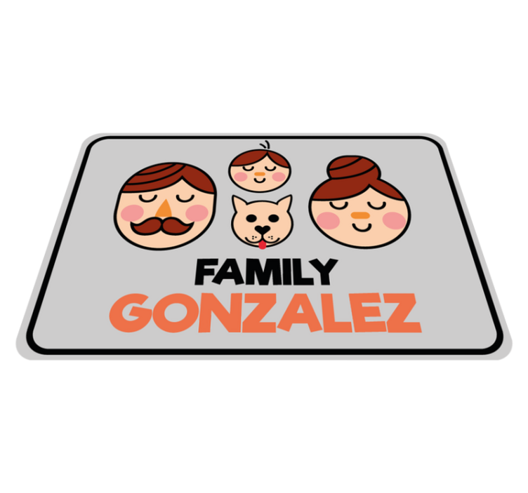 Op maat gemaakte familiefoto vinyl tapijt met naam - TenStickers