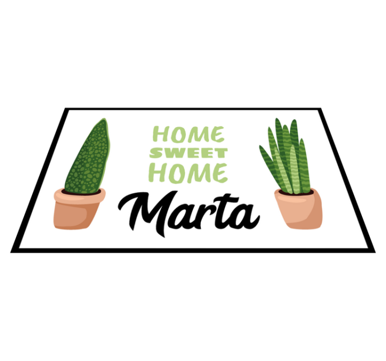 Zoet huis met planten vinyl tapijt met naam - TenStickers