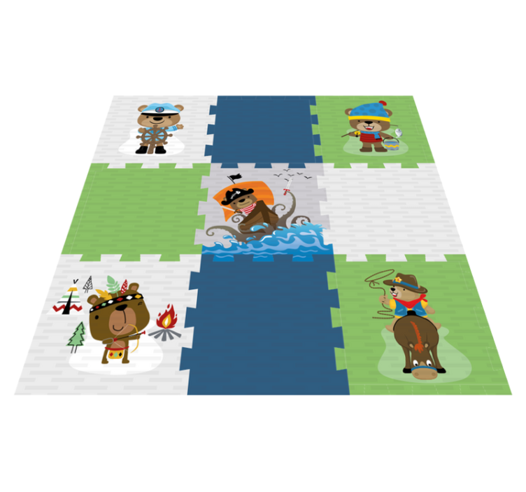 Schattig berenavontuur vinyl tapijt meer kinderen - TenStickers