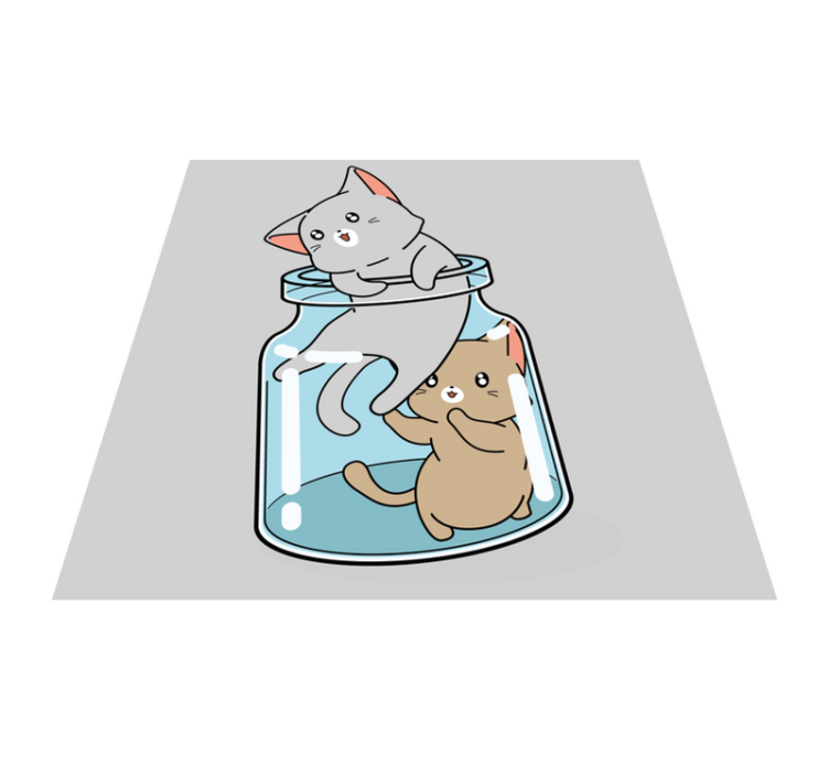 Schattige katten pot dieren vinyl tapijt - TenStickers