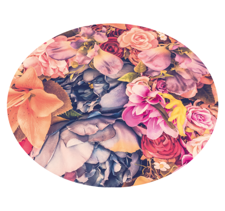 Bloemig rond arrangement vinyl tapijt bloemen en planten - TenStickers