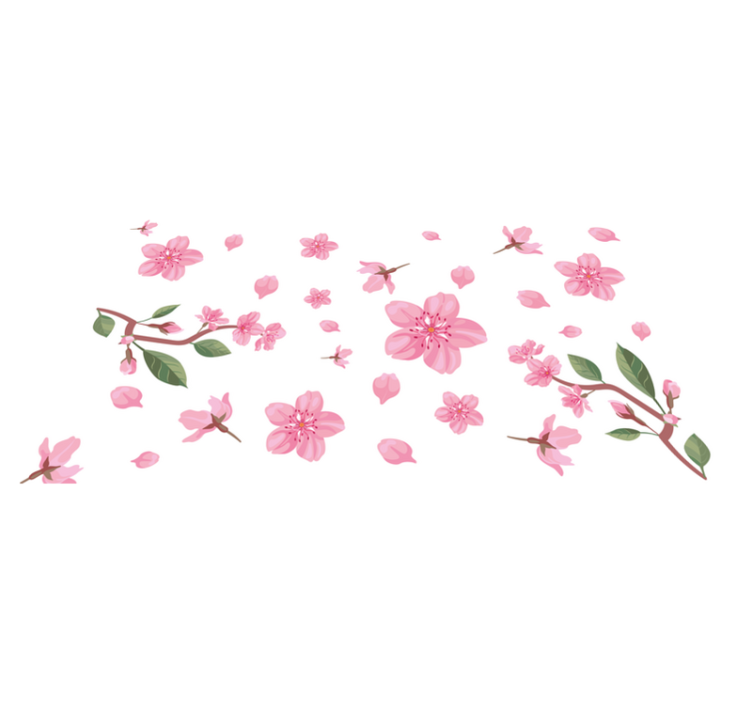 Roze bloesemmotief vinyl tapijt bloemen en planten - TenStickers
