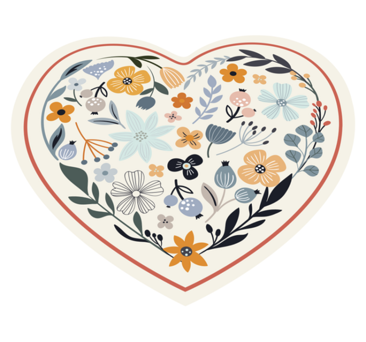 Hartvormig bloemstuk vinyl tapijt bloemen en planten - TenStickers