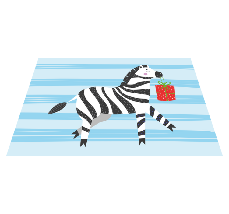 Zebra met cadeau dieren vinyl tapijt - TenStickers