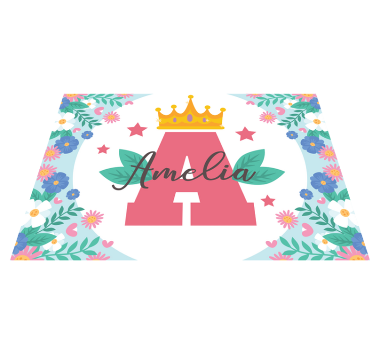 Gekroonde initiaal en naam vinyl tapijt meer kinderen - TenStickers