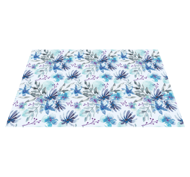 Blauw elegant motief vinyl tapijt bloemen en planten - TenStickers