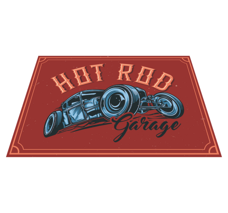 Hot rod thema vinyl tapijt antiek - TenStickers