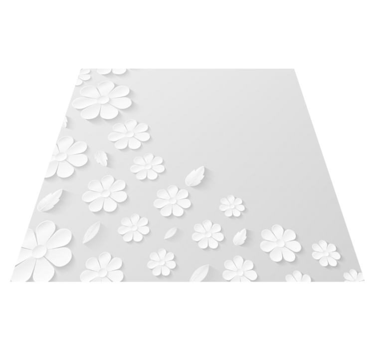 Wit bloemenpatroon vinyl tapijt bloemen en planten - TenStickers