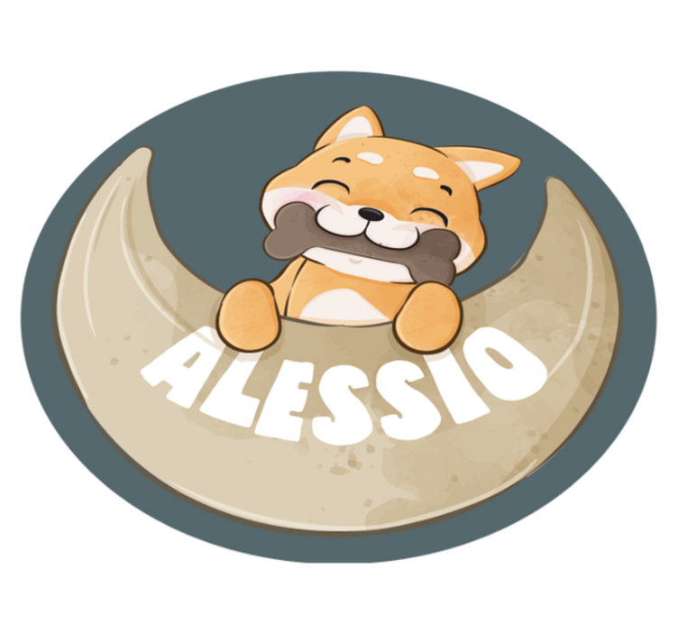 Puppy met bot en naam vinyl tapijt meer kinderen - TenStickers