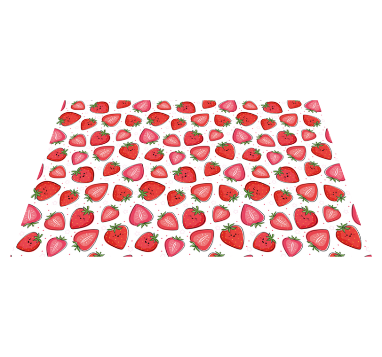 Heerlijk aardbeienmotief vinyl tapijt bloemen en planten - TenStickers